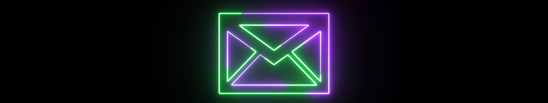 Ultrawide Neon Email Communication Banner Glowing Envelope Message Icon Technology Background Animation