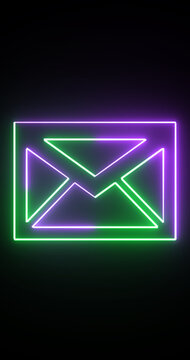 Vertical Neon Email Envelope Symbol Digital Messaging and Online Communication Icon Animation