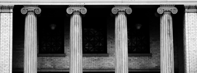 Naklejka premium Modern Building Courthouse or Library or Museum with Columns in Architecture Texture Building