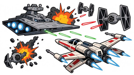 Fototapeta premium Star Wars Space Battle Fighter Ships.