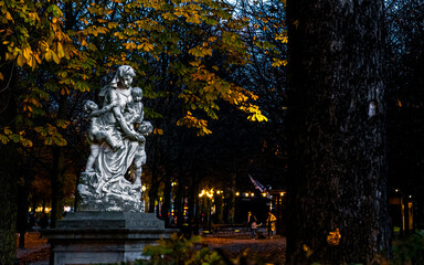 Fototapeta premium Charity statue, Michiel van der Voort, in Brussels Park, Belgium
