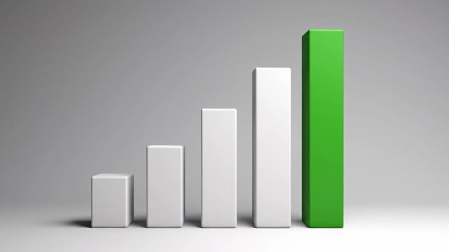 3D Bar Graph Increasing in Height, Concept of Financial Growth and Success