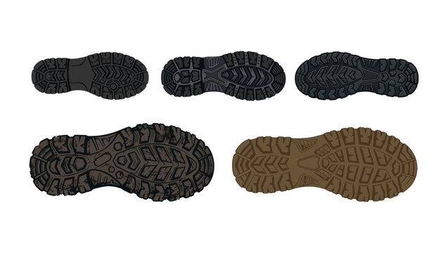 Shoe Print Color Vector Pack on PNG Background, shoe print, boot print, footprint, shoe sole, boot sole, tread pattern, footwear track, footprint icon, shoe track, boot track, sole imprint, hiking, 