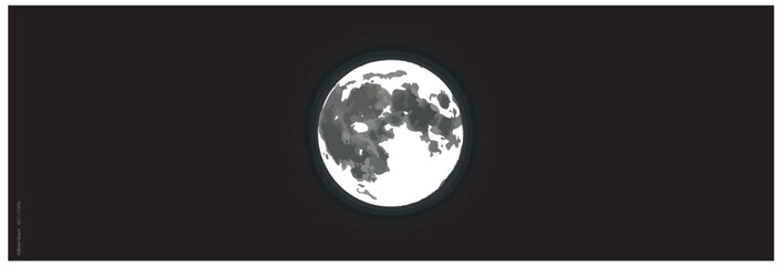 Full moon illustration with a dark background for night sky design and space themes © mosttirana