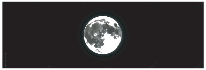 Minimalist full moon vector illustration against a dark night sky for web design © mosttirana