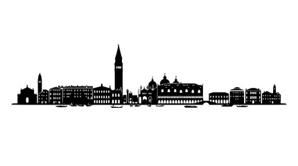 Obraz premium Venice Cityscape Silhouette Black and White Vector Illustration