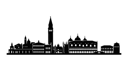 Fototapeta premium Venice Skyline Silhouette - Iconic Italian Cityscape Vector Art