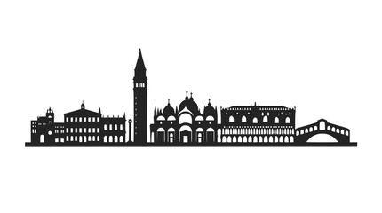 Obraz premium Venice Skyline Silhouette: Iconic Italian Cityscape with Bridge and Historic Architecture