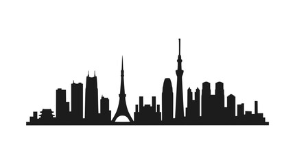 Obraz premium Tokyo Skyline Silhouette: Iconic Landmarks and Modern Architecture
