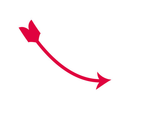Red arrow pointing downward, isolated on transparent background. png design element. red arrow up