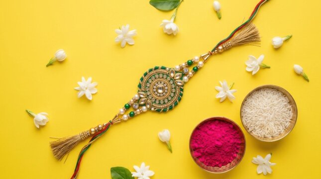 Traditional Rakhi Yellow Background