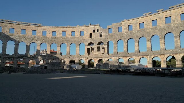 Amphitheater Ruins in Pula-Croatia Aerial View 002
