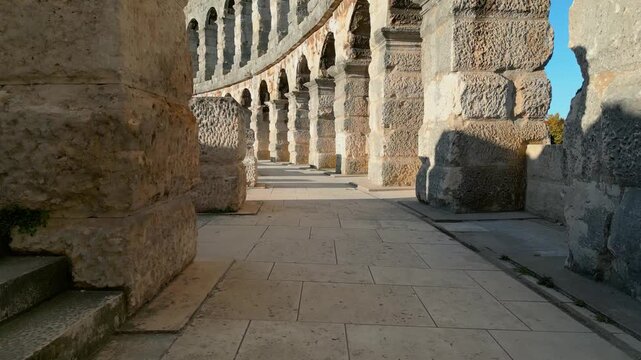 Amphitheater Ruins in Pula-Croatia Aerial View 008