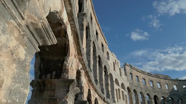 Amphitheater Ruins in Pula-Croatia Aerial View 011