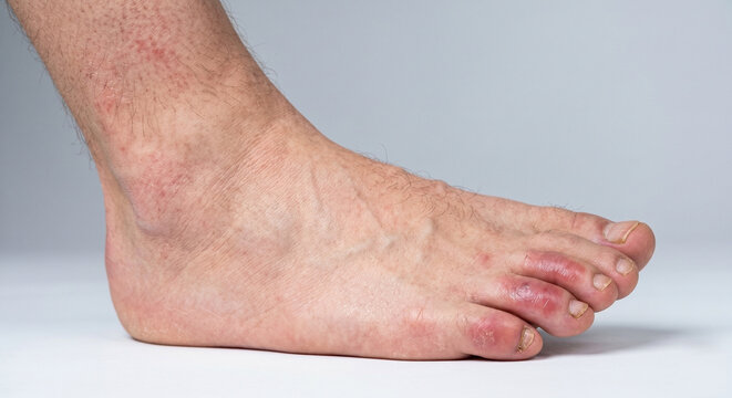 chilblains disease man's leg
