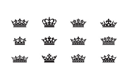 Set of royal crowns and heraldic tiaras for luxury logos and medieval design elements © tareq