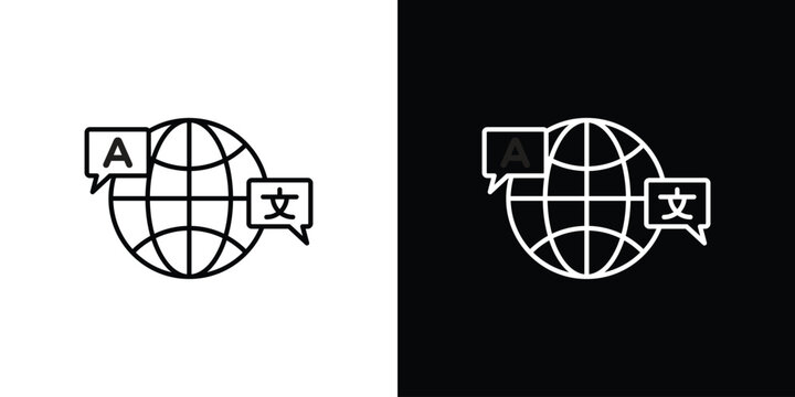 Language icon line glyph pack