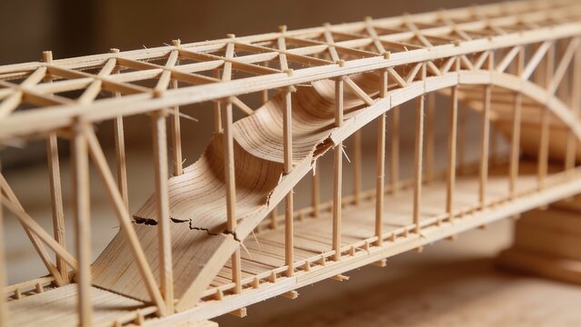 Broken Balsa Wood Bridge Engineering Model