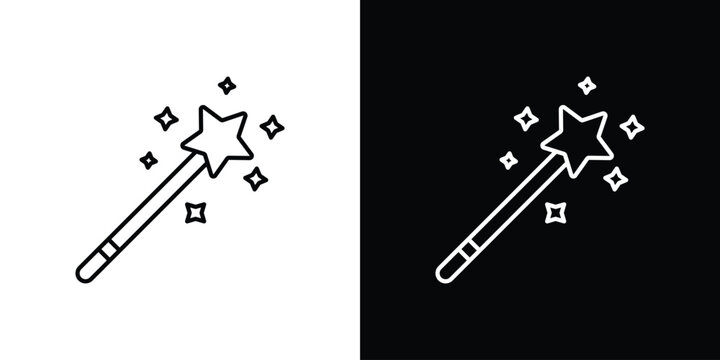 Magic wand icon line glyph pack