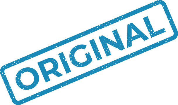 Authentic blue textured rubber stamp displaying the ORIGINAL word for genuine document identification