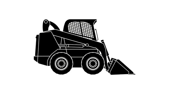 A clean flat vector illustration of a skid steer loader