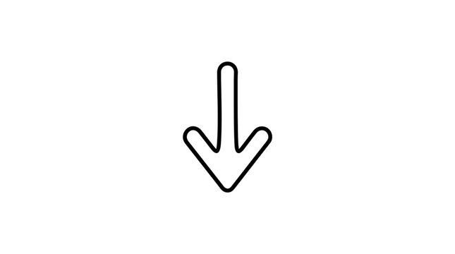 Simple Down Arrow Icon Outline, Minimalist Direction Symbol