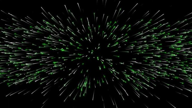 frequently described as a burst of luminous green particles or light streaks, used for energetic tech visuals or futuristic digital art.