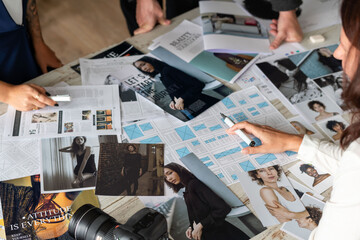 Creative team planning fashion magazine.