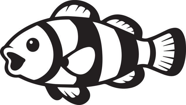 Black and white clownfish swimming Vector
