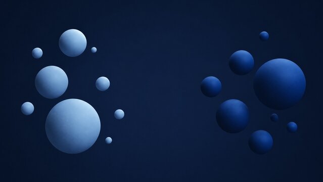 Light and dark blue spheres separated on a deep blue background, suggesting opposition.