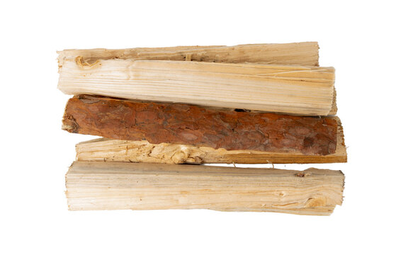 Firewood pile isolated, cut logs stack