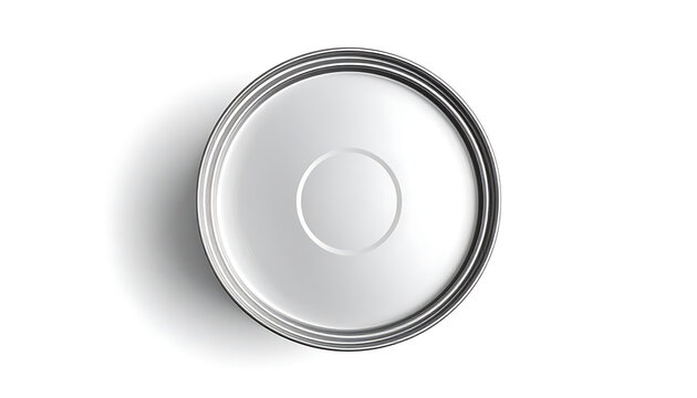 Isolated round metallic button with subtle light reflection and drop shadow, simple circular interface element