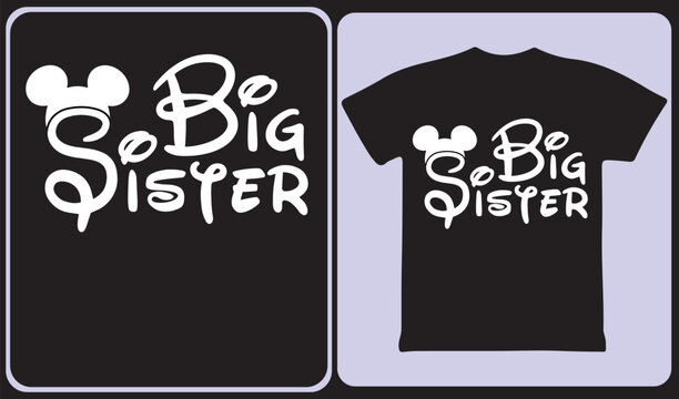 Big Sister typography t-shirt design for kids