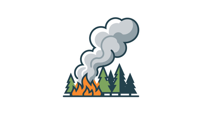 Forest Fire Illustration: Burning Trees and Smoke Icon