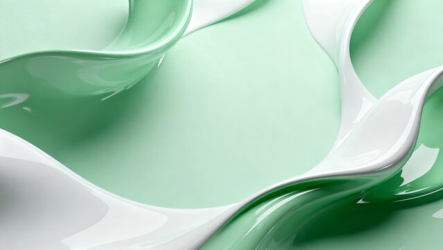 Mint Green White 3D Liquid Swirl Abstract Background Banner