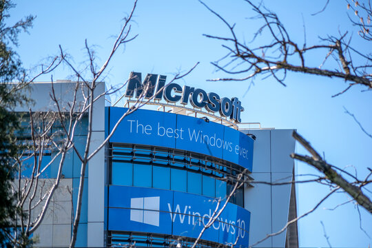 Athens,Greece-March 10,2019.The building of Microsoft corporation at Amaroussion Athens-Greece. 