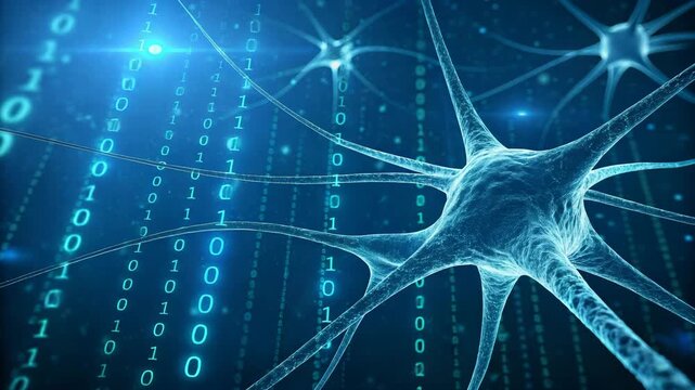 Neural network pulsing with digital data streams during a bright blue light illumination concept