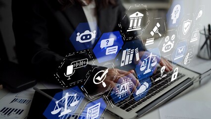 Obraz premium AI is transforming society, raising important ethics question. Ethics in AI design ensures fairness. AI ethics promote responsible decisions. Balancing AI power with strong ethics is essential. Funnel