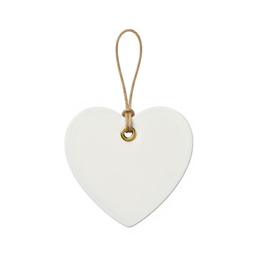 Elegant white heart-shaped tag with a gold-tone loop for gift or decorative use