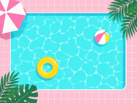 summer vector background with pool illustrations for banners, cards, flyers, social media wallpapers, etc.