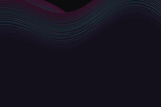 Wavy parallel lines with pink and cyan gradient strokes on a dark solid background, topographic style