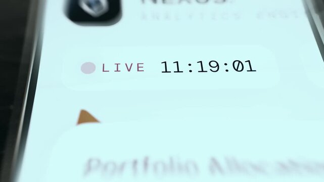 Live broadcasting indicator with a red dot and a digital clock