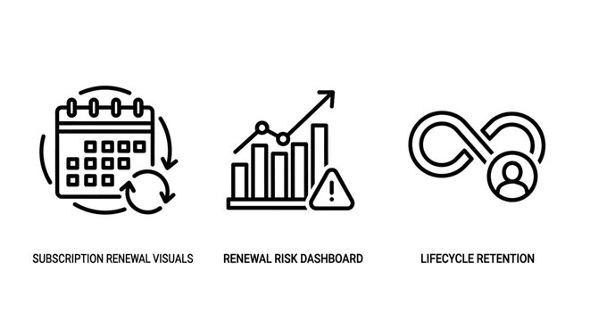 Business process management and strategy icons set with calendar infinity management business dashboard planning strategy retention workflow optimization analysis corporate scheduling