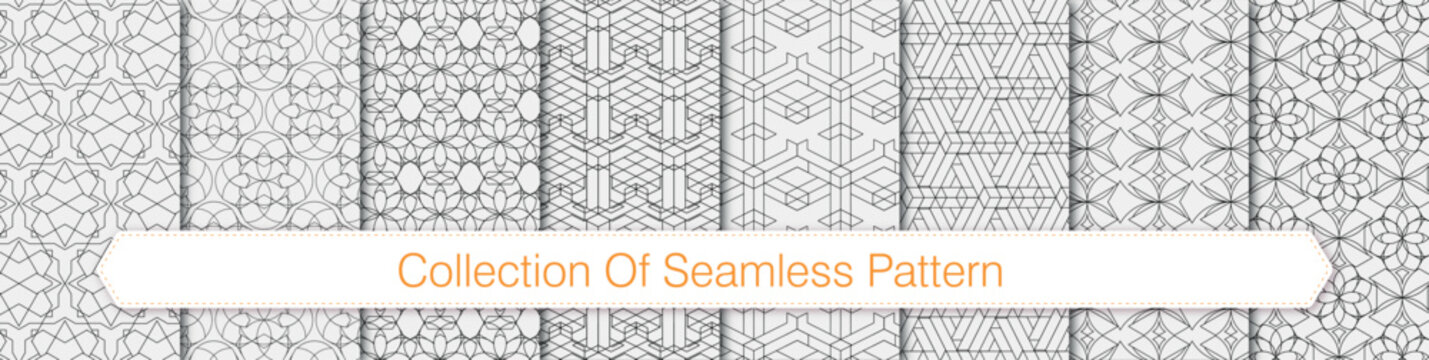Seamless Geometric Pattern Collection, Set of Ornamental Vector Tiles