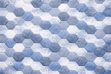 Seamless blue and white geometric hexagon arctic snow camouflage pattern. Abstract watercolor honeycomb grid texture background for wallpaper, textile print, and modern surface design. © Muhammad