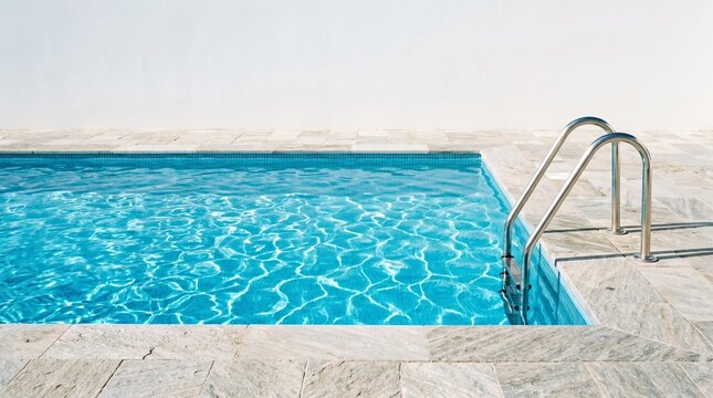 Rectangular swimming pool with shimmering water, minimalist design highlighting leisure, geometry, and calm architectural elegance.
