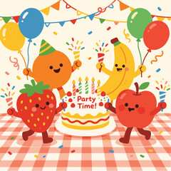 Fototapeta premium happy birthday card with birthday cake