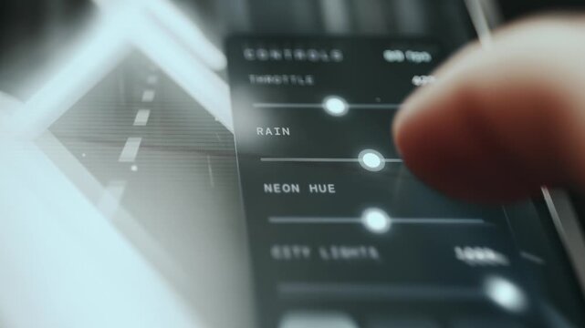Panel for adjusting the Rain, Neon hue with sliders