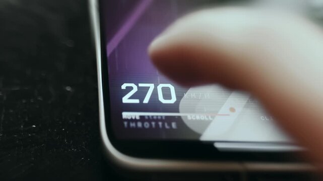 Digital telemetry screen showing a speed of 270 km per hour