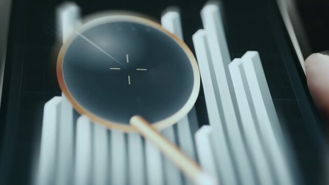 Magnifying glass used to emphasize the analysis of chart, business analytics concept